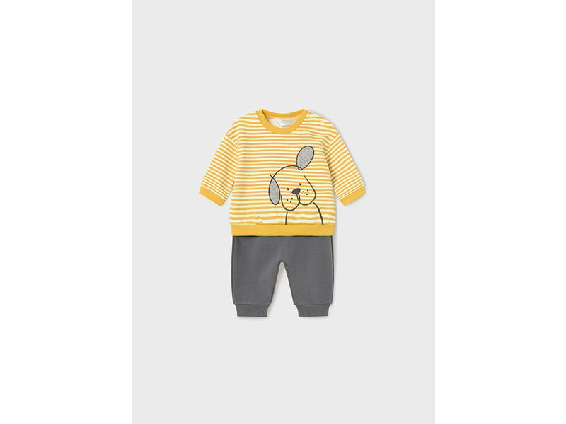 Mayoral Yellow l/s shirt with charcoal pants