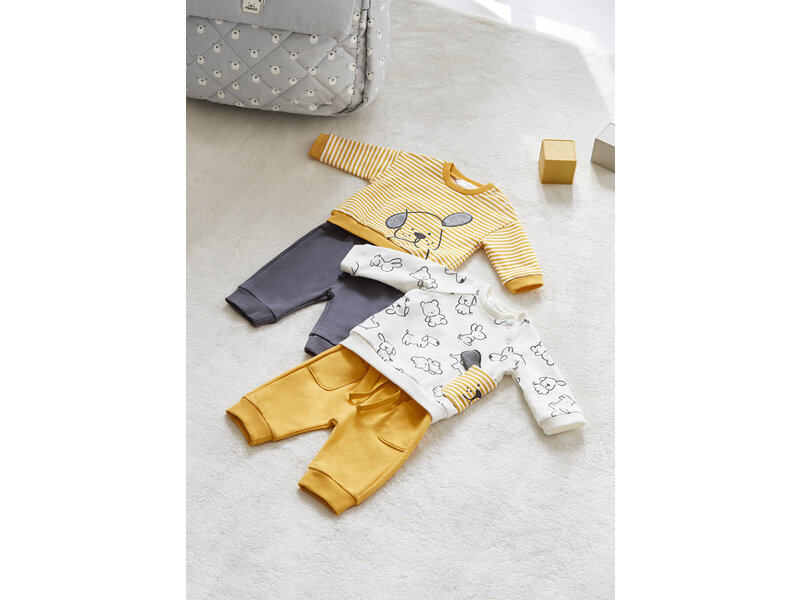 Mayoral Yellow l/s shirt with charcoal pants