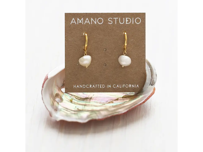 Amano Studio Fresh Water Pearl On Huggie Hoops