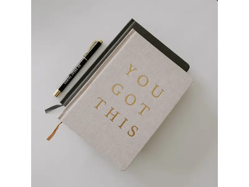 Sweet Water Decor You Got This - Tan and Gold Foil Fabric Journal