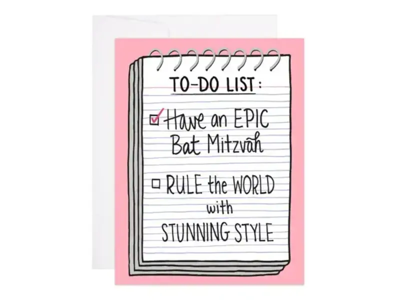 9th Letter Press Bat Mitzvah To-Do List Card