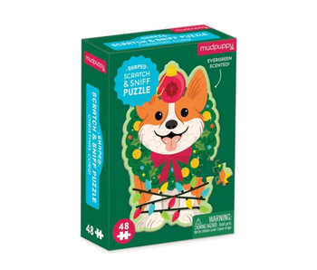 Christmas Corgi 48 Piece Scratch and Sniff Shaped Mini Pzl