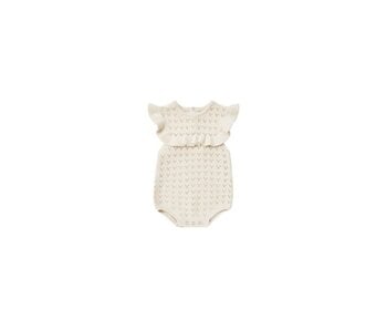 POINTELLE RUFFLE ROMPER || NATURAL