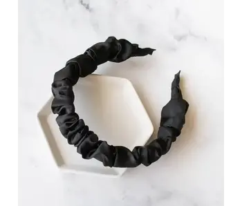 Solid Black Satin Fabric Headband