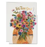 Red Cap Cards Face Full of Flowers thank you greeting card