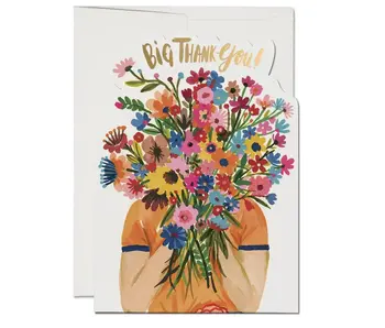 Face Full of Flowers thank you greeting card