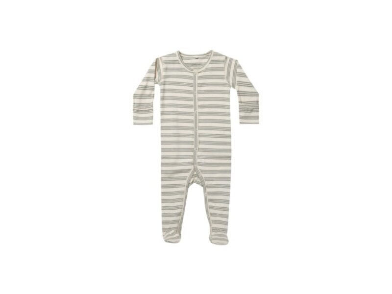 Rylee + Cru Inc. FULL SNAP FOOTIE || BASIL STRIPE