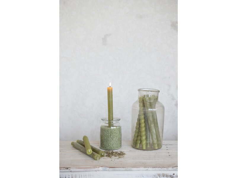 Creative Co-OP Green Twisted Taper Candles in Box, Set of 2