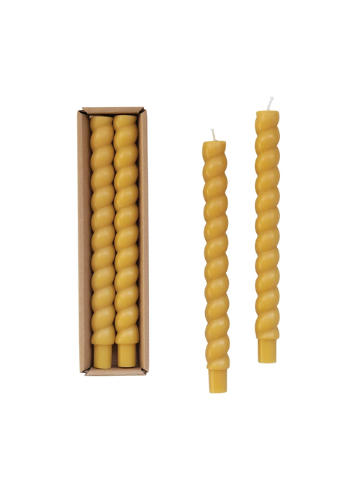 Honey Twisted Taper Candles in Box, Set of 2
