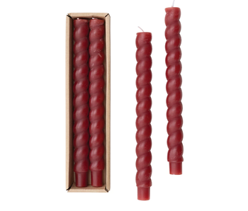 Cabernet Twisted Taper Candles in Box, Set of 2