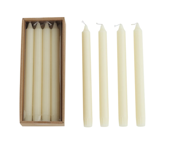White Taper Candles In Box, Set of 12
