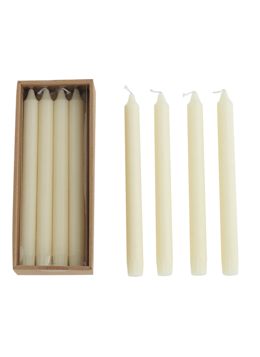 White Taper Candles In Box, Set of 12