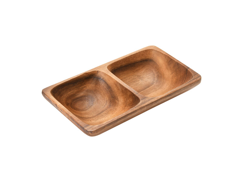 Creative Co-OP Acacia Wood Tray with 2 Sections