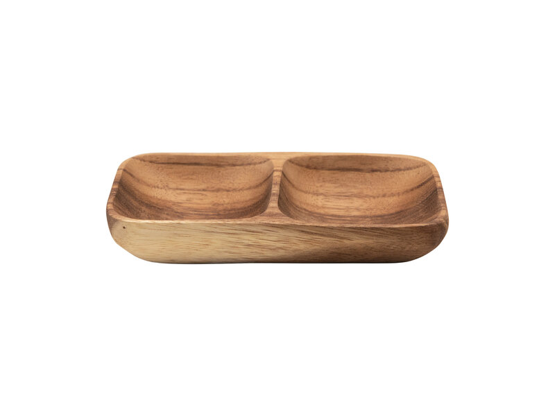 Creative Co-OP Acacia Wood Tray with 2 Sections