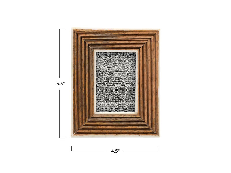 Creative Co-OP 2x3 Hand-Carved Photo Frame with Bone Border