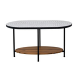Creative Co-OP Metal Indoor/Outdoor Table with Mosaic Top and Mango Wood Shelf
