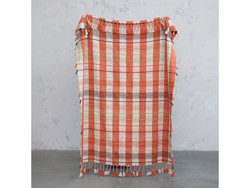 Creative Co-OP 60"L x 50"W Woven Recycled Cotton Blend Throw