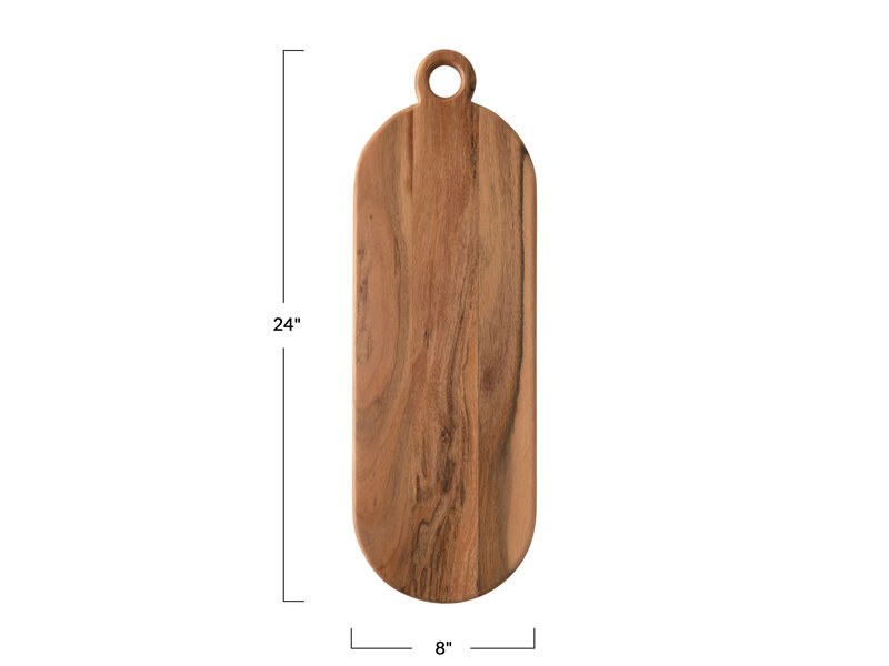 Creative Co-OP Acacia Rounded Wood Cheese/Cutting Board with Handle