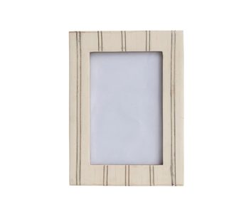 4x6 Resin Photo Frame w/ Metal Inlay, Cream Color
