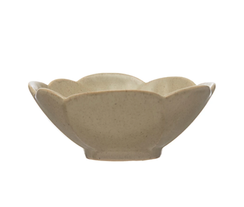Debossed Stoneware Flower Shaped Bowl, Reactive Glaze