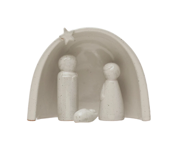 Stoneware Nativity with Glaze, Set of 4