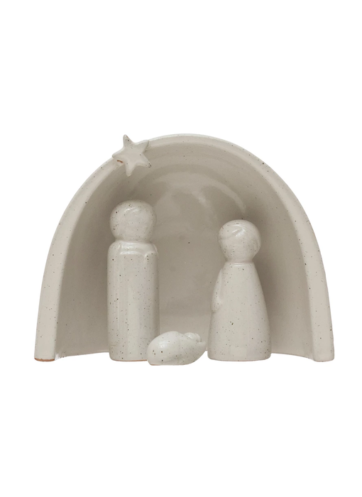 Stoneware Nativity with Glaze, Set of 4