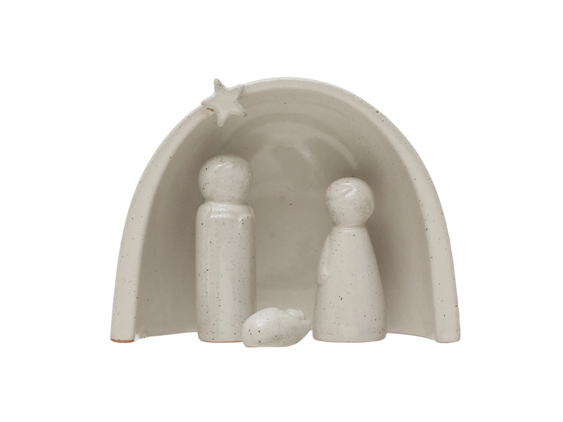 Creative Co-OP Stoneware Nativity with Glaze, Set of 4