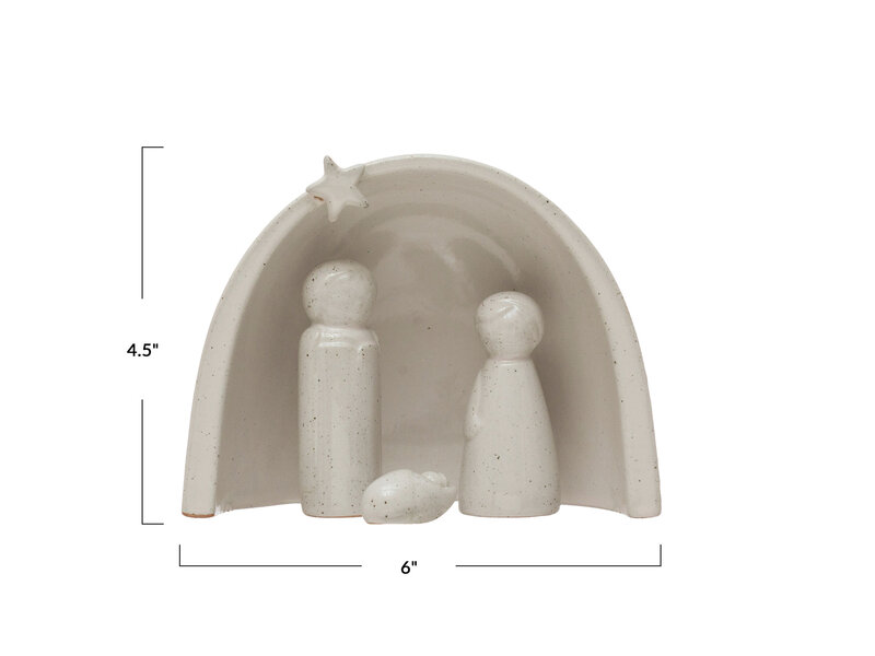 Creative Co-OP Stoneware Nativity with Glaze, Set of 4