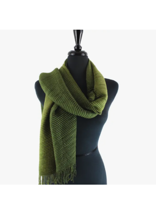 Bryce Canyon Pleated Scarf (Gradient) - Moss Green