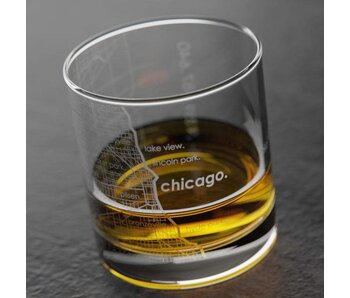 Chicago Il Map Rocks Whiskey Glass