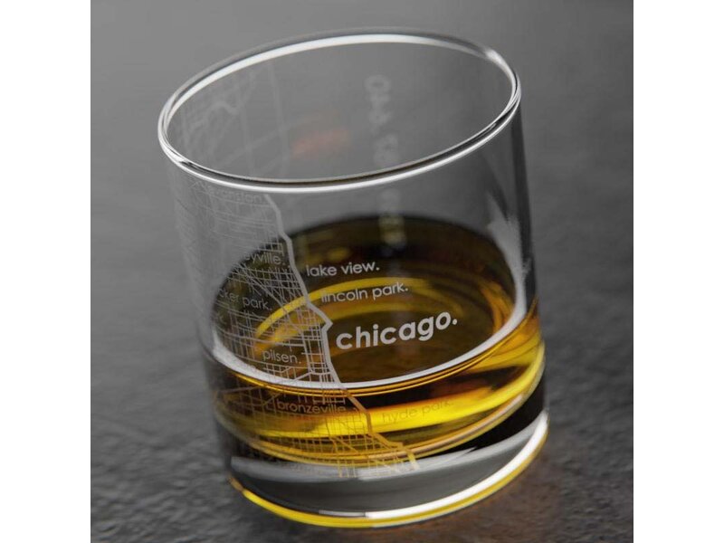 Well Told Chicago Il Map Rocks Whiskey Glass