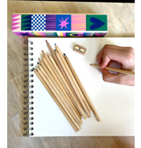Snifty Wooden Pencil Box + Colored Pencils - Geo Love