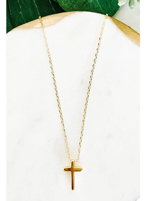 Gold-Dipped Dainty Cross Necklace - Gold