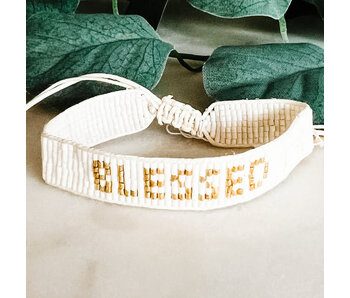 BLESSED Beaded Bracelet - White