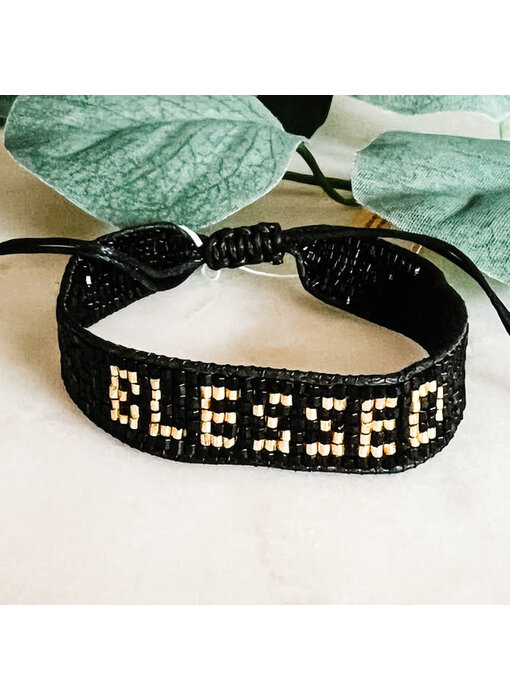 BLESSED Beaded Bracelet - Black