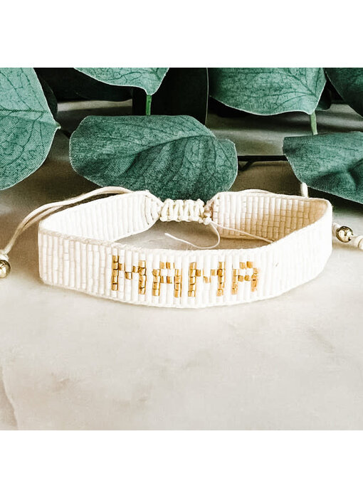 MAMA Beaded Bracelet - White