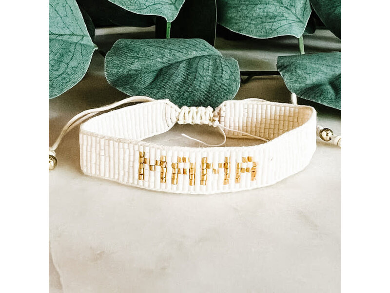 Lou & Co MAMA Beaded Bracelet - White