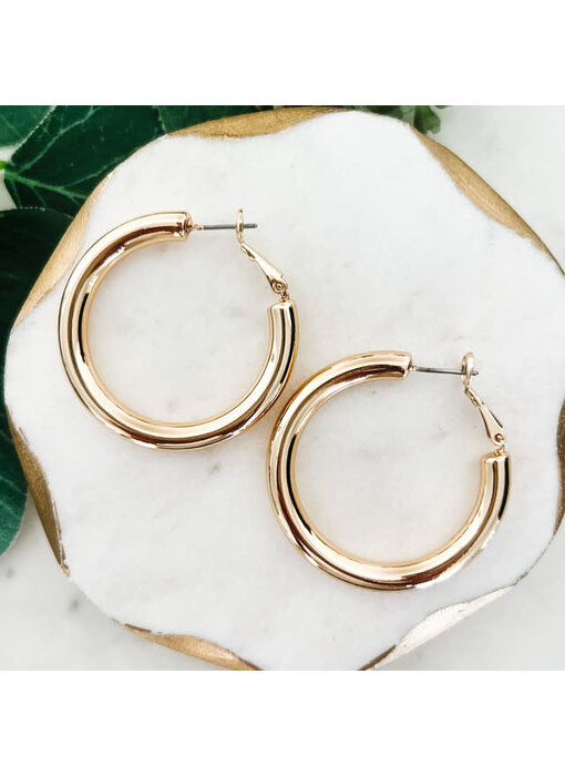 Brass Hoop Earrings - Gold