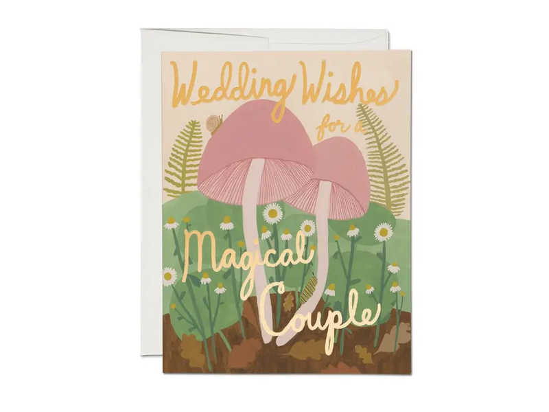 Red Cap Cards Magical Couple Wedding Greeting Card