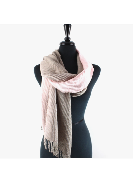 Bryce Canyon Pleated Scarf (Gradient) -Pink/Beige