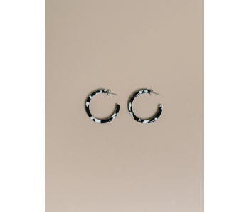 Nora Medium Hoop Earrings Black + White