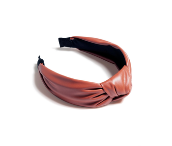 Knotted Faux Leather Headband Rust