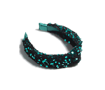 Knotted Sequins Headband Green