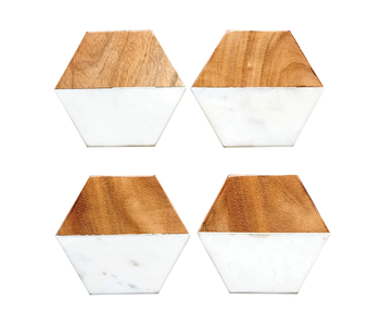 Wood Hexagon Coasters, Set of 4