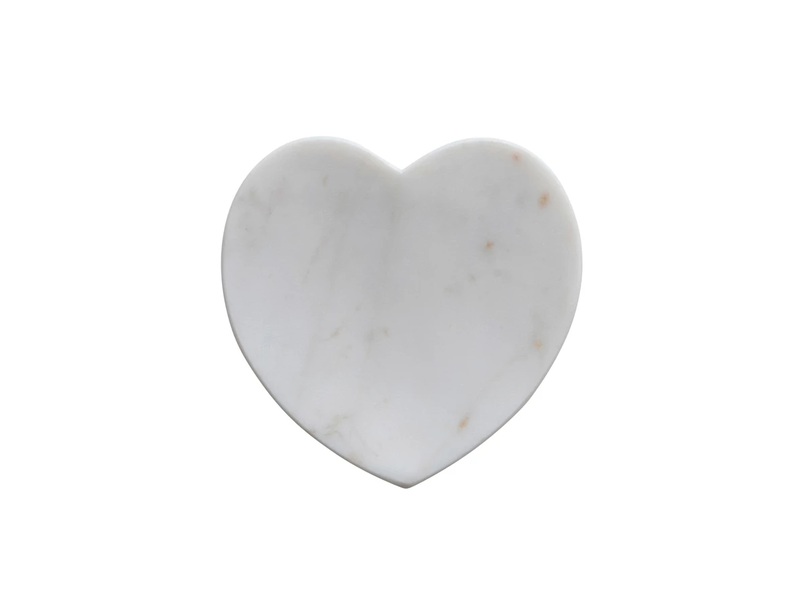 Creative Co-OP Marble Heart Shaped Dish, White