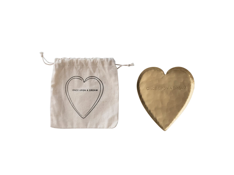 Creative Co-OP Decorative Hammered Brass Heart Shaped Dish