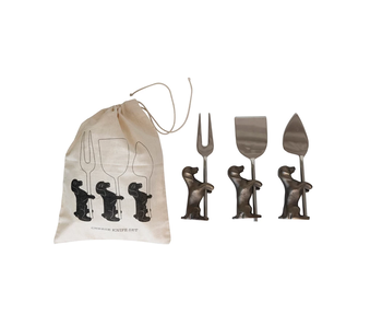 Cheese Knives w/ Dog Stands, Set of 6