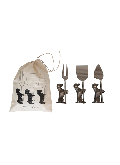 Cheese Knives w/ Dog Stands, Set of 6