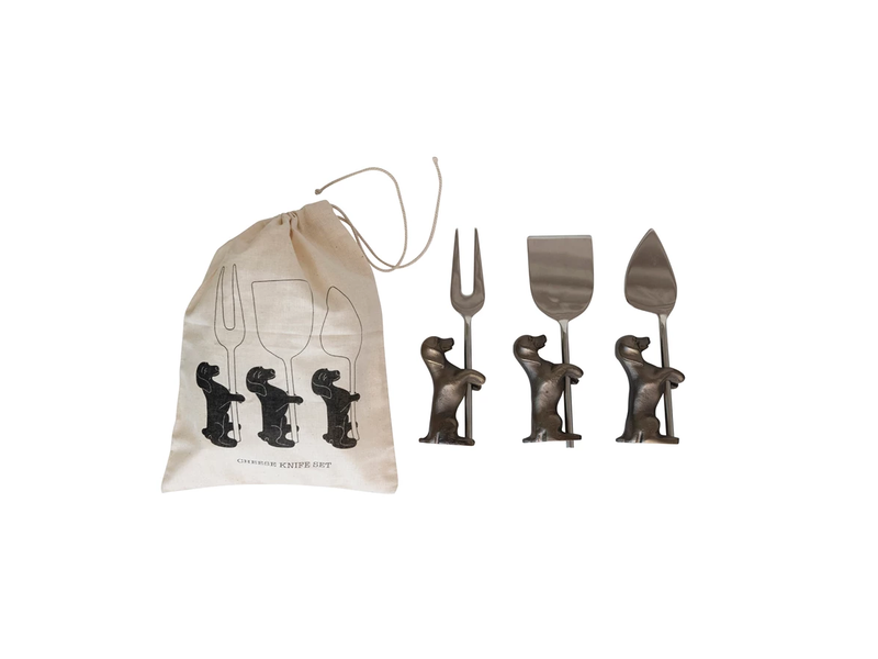 Creative Co-OP Cheese Knives w/ Dog Stands, Set of 6