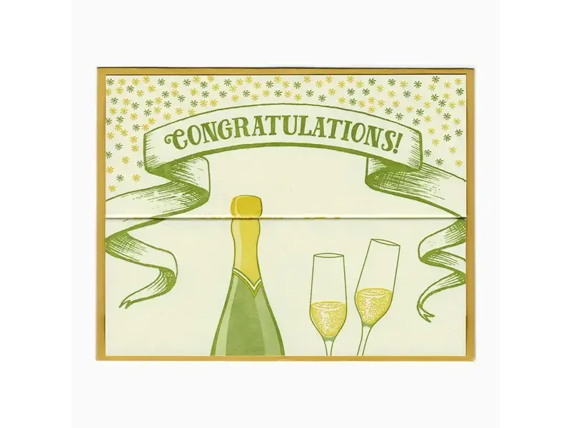 Blackbird Letterpress Champagne congratulations fold out card